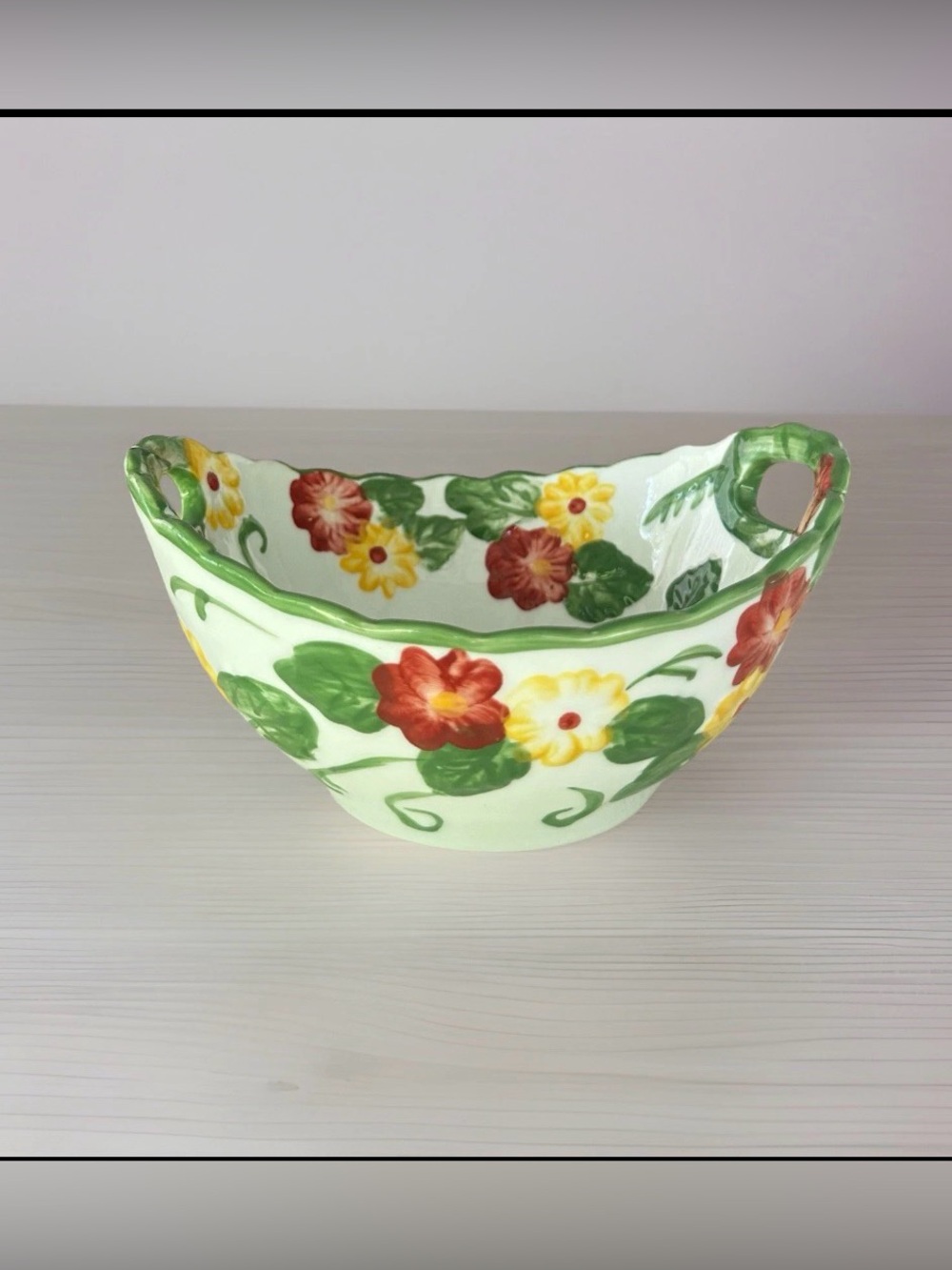 Temp-tations by Tara "Floral Embroidery" handled Serving Bowl 7.5”